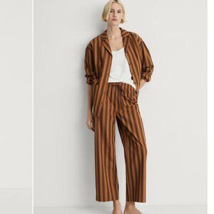 MANGO SET two-tone  woven striped trousers and short shirt Size M NEW WITH TAG!